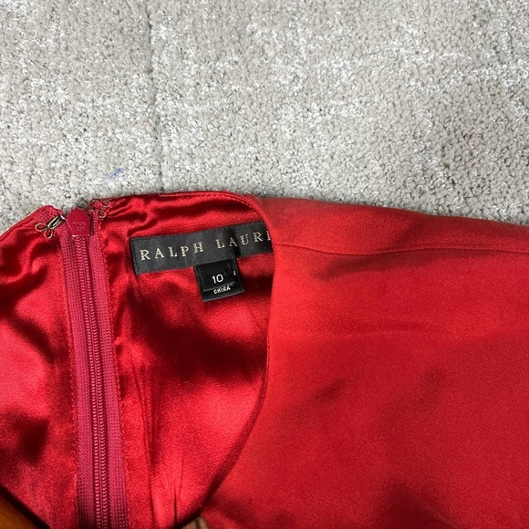 Vintage Ralph Lauren Black Label 100% Silk Red Shift Cocktail Dress Size 10 - Picture 6 of 14